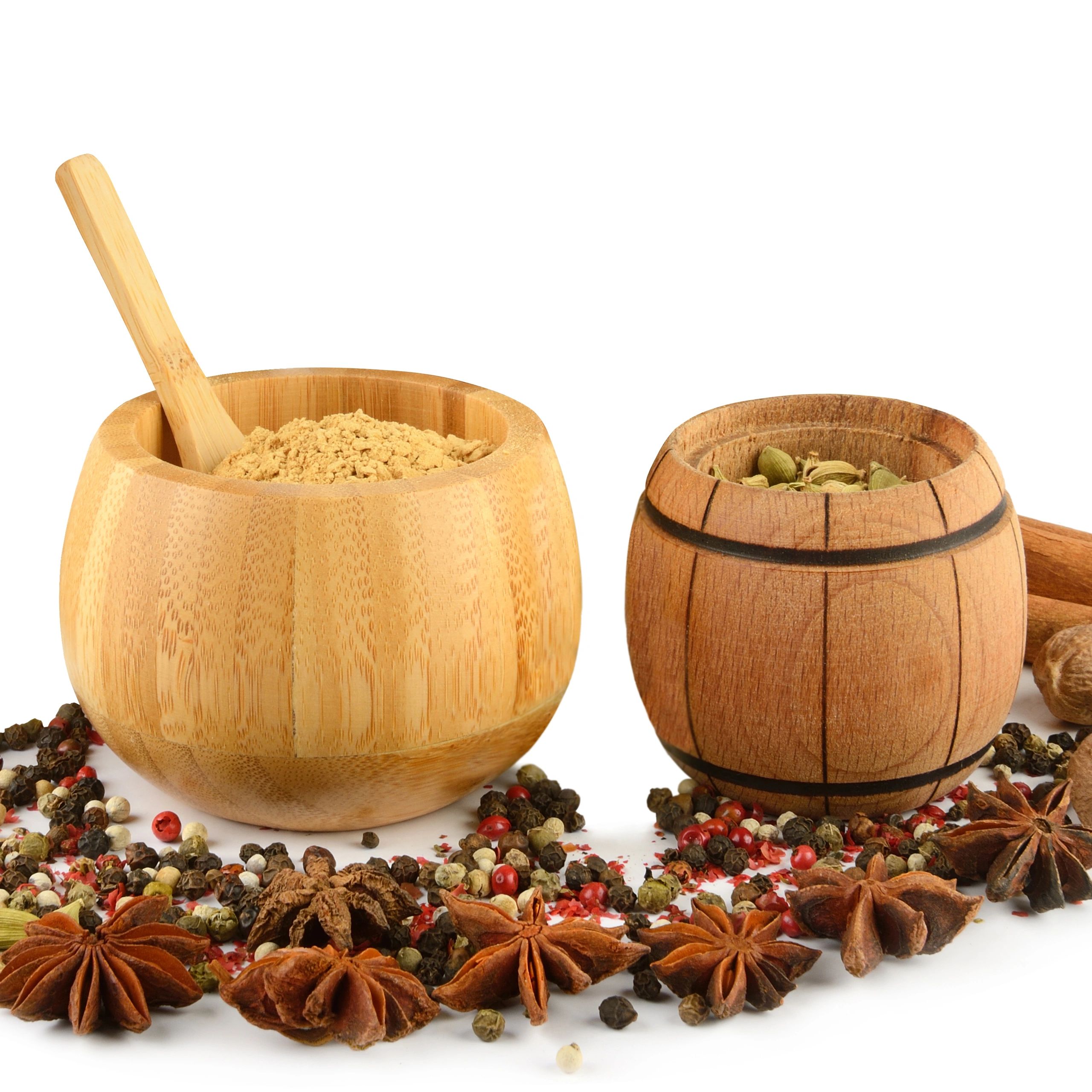 Assorted aromatic spices on white background